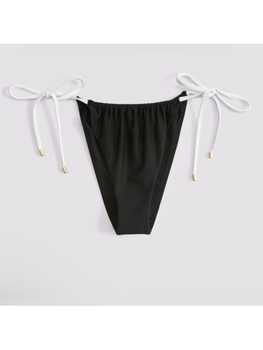 abercrombie & fitch black bikini bottom with white ties